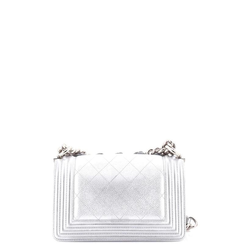Chanel Boy Flap Bag Quilted Lambskin with Camellia Applique Small - 3