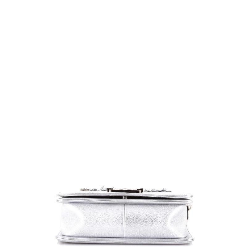 Chanel Boy Flap Bag Quilted Lambskin with Camellia Applique Small - 4
