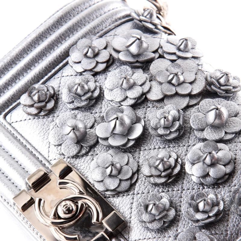 Chanel Boy Flap Bag Quilted Lambskin with Camellia Applique Small - 6