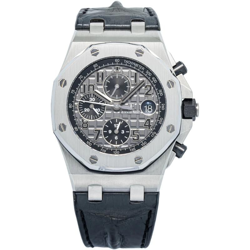 Audemars Piguet Royal Oak Offshore 26470ST Elephant Auto Men's 42mm: Case Size 42 mm Wrist Fit 8.25 inches Box No Papers No Condition ¢‚¬€ Used - Good Full Specifications Brand Audemars Piguet Model Royal Oak Offshore Customized No Serial # 