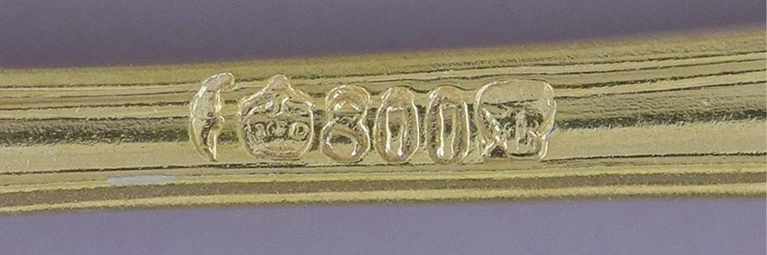 Fab German Bruckmann Gilt Silver 18pc Dessert Set 17 Spoons Server - 6