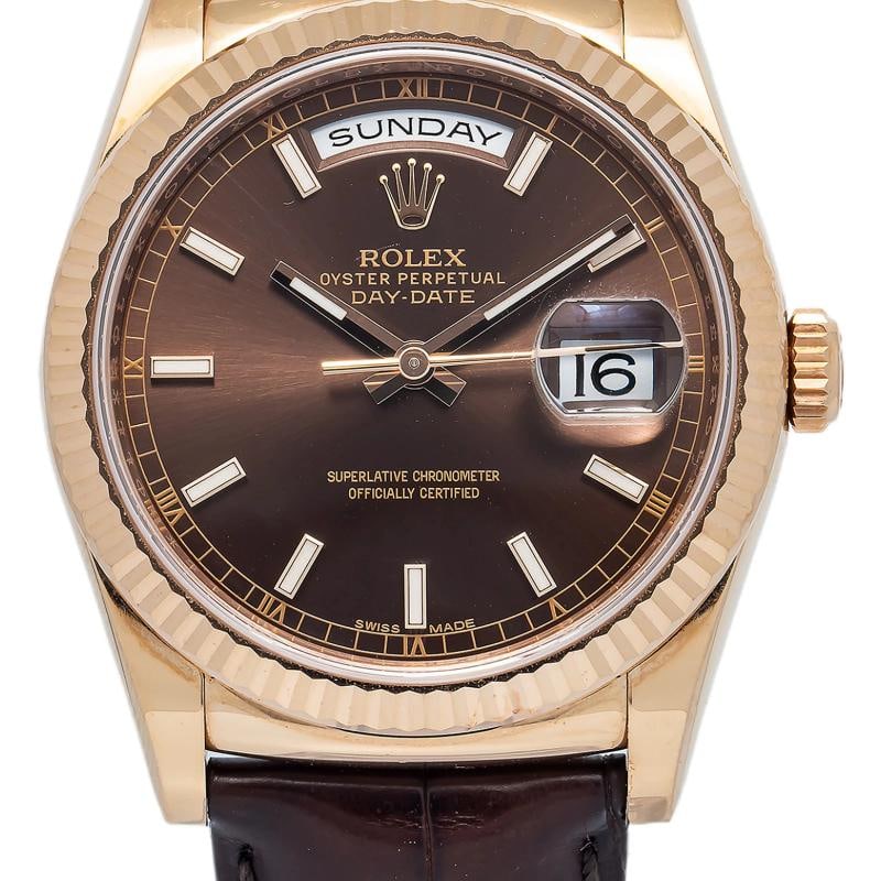 Rolex Day-Date 118135 2016 Card Auto 18k Rose Gold Chocolate Dial Unisex 36mm - 2