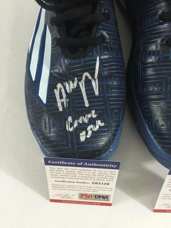 TIMBERWOLVES ANDREW WIGGINS GAME USED WORN SIGNED AUTO SHOES ROOKIE SEASON PSA - 4