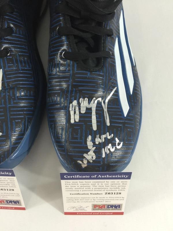 TIMBERWOLVES ANDREW WIGGINS GAME USED WORN SIGNED AUTO SHOES ROOKIE SEASON PSA - 5