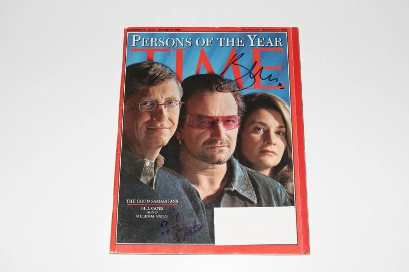 BONO BILL GATES SIGNED PERSONS OF THE YEAR TIME MAGAZINE BECKETT COA U2 PERSON - 4