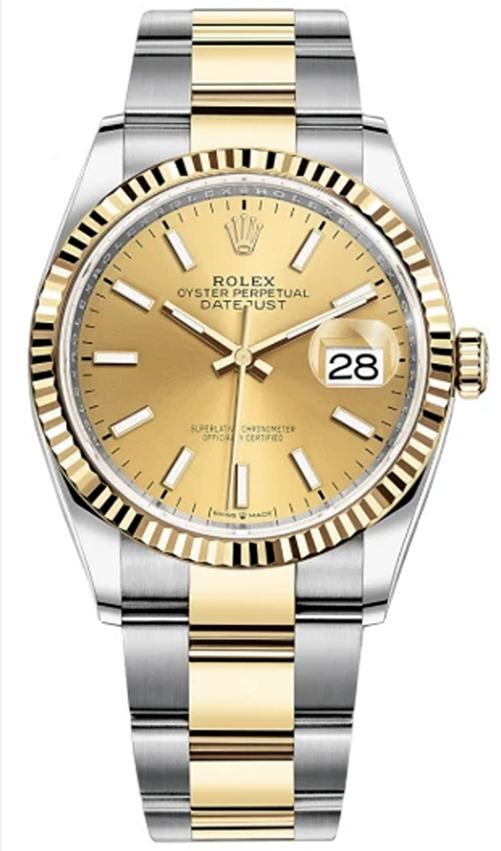 Rolex Datejust 126233 18k YG Two Tone Oyster Champagne Dial Automatic Men's 36mm (1 of 1)