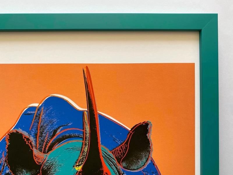 ANDY WARHOL ESTATE RARE VTG 1989 FRAMED LITHOGRAPH PRINT "BLACK RHINOCEROS" 1983 - 11