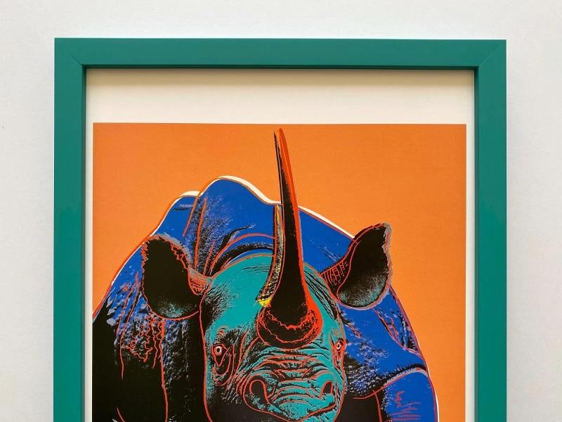 ANDY WARHOL ESTATE RARE VTG 1989 FRAMED LITHOGRAPH PRINT "BLACK RHINOCEROS" 1983 - 2