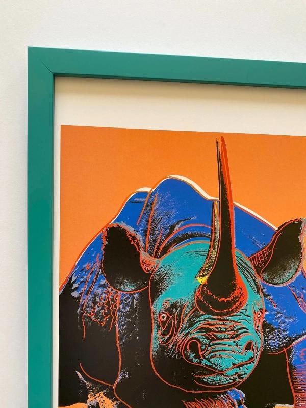 ANDY WARHOL ESTATE RARE VTG 1989 FRAMED LITHOGRAPH PRINT "BLACK RHINOCEROS" 1983 - 4