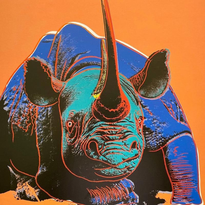 ANDY WARHOL ESTATE RARE VTG 1989 FRAMED LITHOGRAPH PRINT "BLACK RHINOCEROS" 1983 - 6