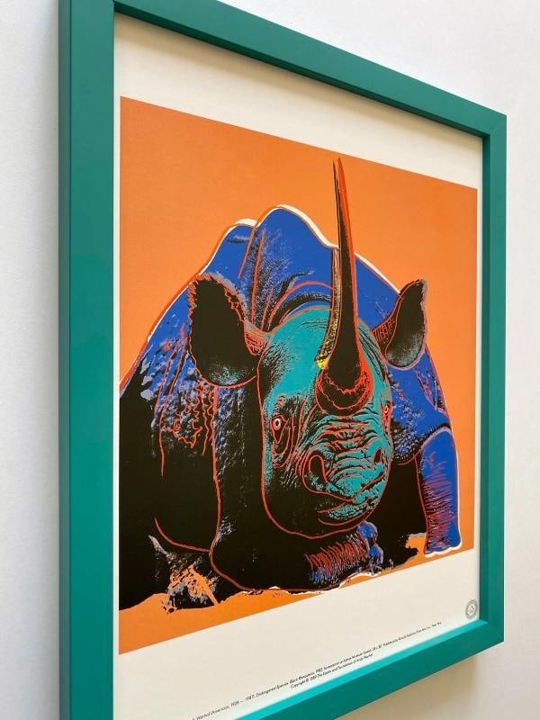 ANDY WARHOL ESTATE RARE VTG 1989 FRAMED LITHOGRAPH PRINT "BLACK RHINOCEROS" 1983 - 7
