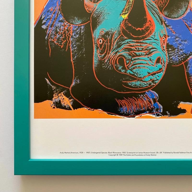 ANDY WARHOL ESTATE RARE VTG 1989 FRAMED LITHOGRAPH PRINT "BLACK RHINOCEROS" 1983 - 8
