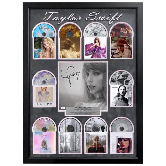 Taylor Swift CD Albums Framed Collage Autographed JSA Signed Tortured Poets 2: Industry: Music,Signed: Yes,Autograph Authentication: James Spence (JSA),Object Type: CD & Booklet,Original/Reproduction: Original,Country of Origin: United States 