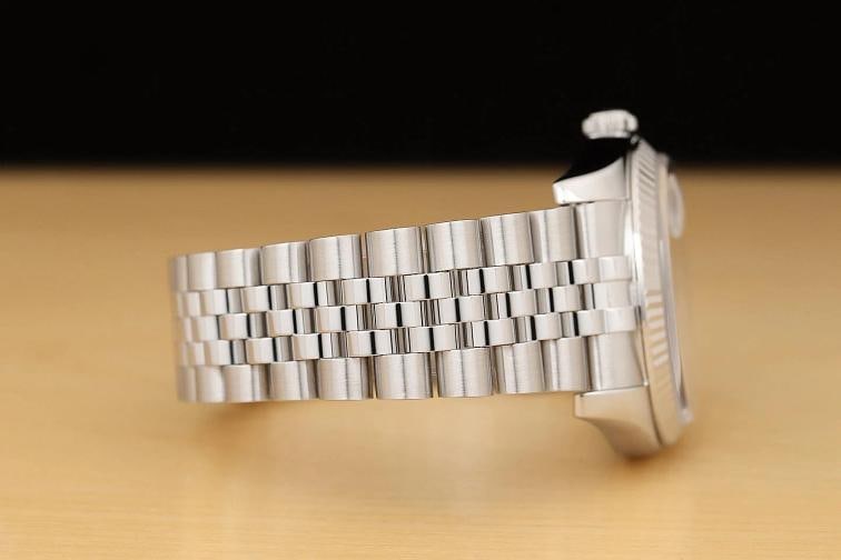 ROLEX MENS DATEJUST 116234 BLUE JUBILEE ROMAN DIAL 18K WHITE GOLD STEEL WATCH - 8