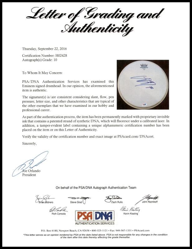 Eminem "Slim Shady" Signed 10.5x10.5 Drumhead Auto GM 10 PSA/DNA - 5