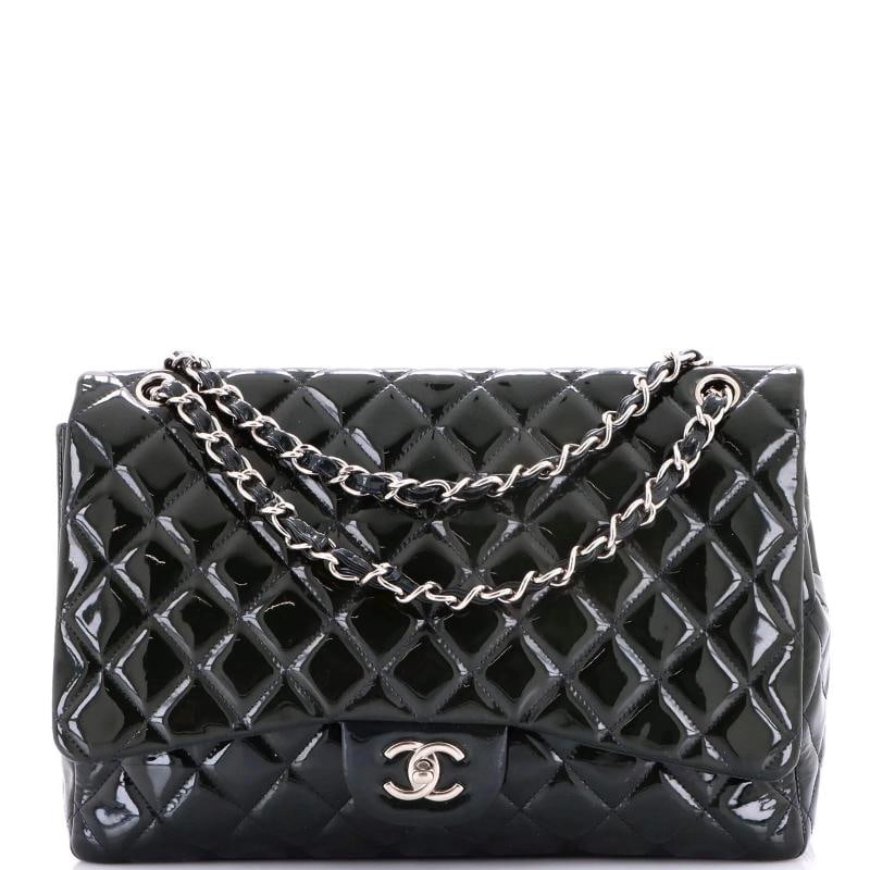 Chanel Classic Double Flap Bag Quilted Patent Maxi: Condition: Pre-owned - Good,Brand: Chanel,Exterior Material: Patent Leather,Style: Shoulder Bags,Exterior Color: Green,Department: Women,Size: Maxi