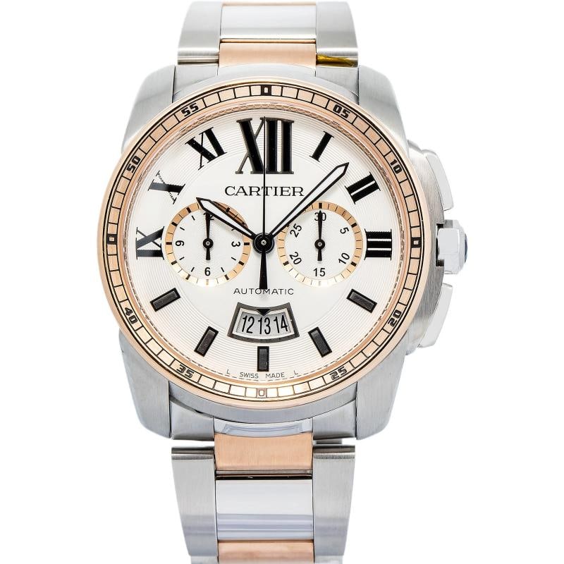 Cartier Calibre de Chronograph 3578 W7100042 Rose Gold Two Tone Auto Men's 42mm: Case Size 42mm Wrist Fit 8 inches Box no Papers no Condition ¢‚¬€ Excellent Full Specifications Brand Cartier Customized no Serial # 3578 15xxxxxx Gender Men Band Material 