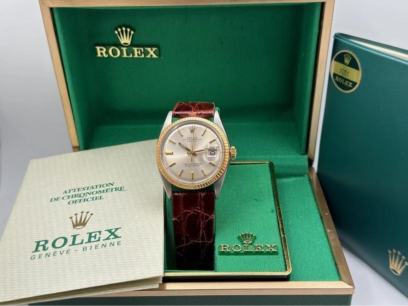 Rolex Datejust 1601 Silver Pie Pan Dial 18k Gold Stainless Steel Box Paper (1 of 12)
