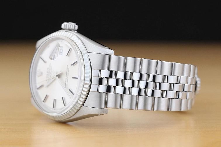 ROLEX MENS DATEJUST SILVER 18K WHITE GOLD STAINLESS STEEL WATCH w/ FOLDED BAND - 4