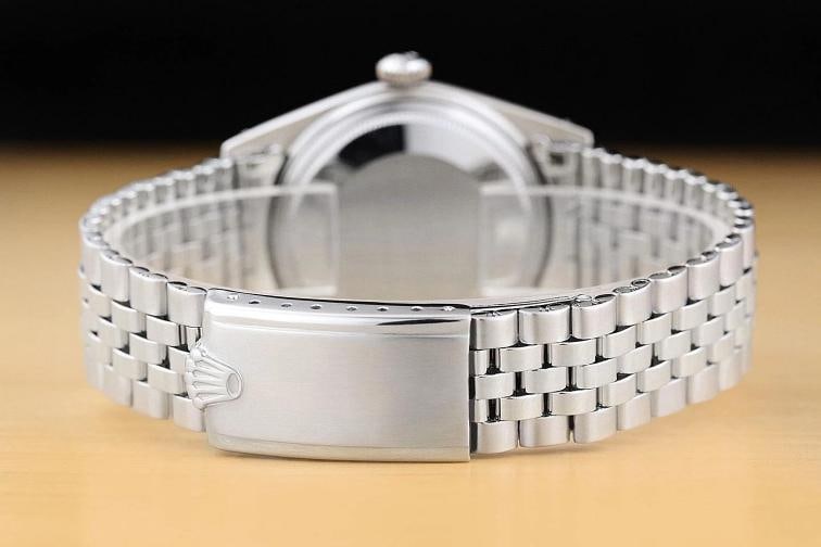 ROLEX MENS DATEJUST SILVER 18K WHITE GOLD STAINLESS STEEL WATCH w/ FOLDED BAND - 6