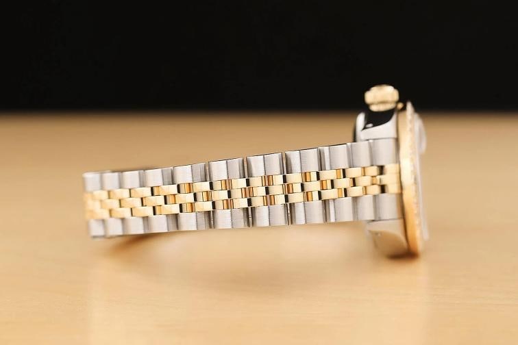 ROLEX LADIES DATEJUST 69173 BLACK DIAMOND 18K YELLOW GOLD STEEL JUBILEE WATCH - 8