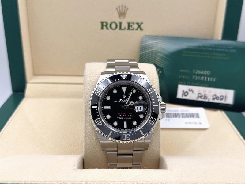 Rolex Sea Dweller Red Letters 126600 43mm Black Ceramic Steel Box Paper: Condition: Pre-owned - Excellent,Bezel Color: Black,Movement: Mechanical (Automatic),Year Manufactured: 2020-Now,With Papers: Yes,Band/Strap: Rolex Oyster,Reference Number: 126600,Brand: Rolex,Case Co