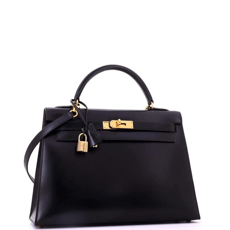 Hermes Kelly Handbag Black Box Calf with Gold Hardware 32 - 2