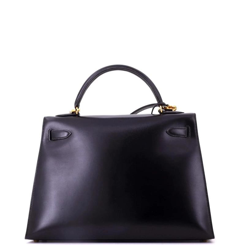 Hermes Kelly Handbag Black Box Calf with Gold Hardware 32 - 3