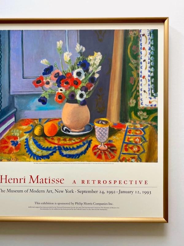 HENRI MATISSE RARE 1992 LITHOGRAPH PRINT FRAMED EXHIBIT POSTER " ANEMONES " 1924 - 3
