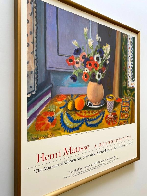 HENRI MATISSE RARE 1992 LITHOGRAPH PRINT FRAMED EXHIBIT POSTER " ANEMONES " 1924 - 6