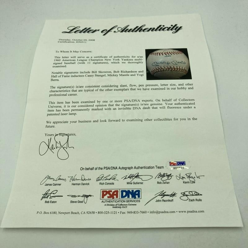 Mickey Mantle 1960 New York Yankees AL Champs Team Signed Baseball PSA DNA COA - 3