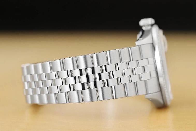 ROLEX MENS DATEJUST BLACK DIAL 18K GOLD STEEL DIAMOND WATCH w/ FOLDED BRACELET - 8