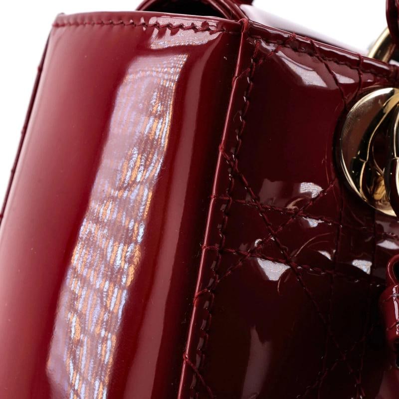 Christian Dior Lady Dior Bag Cannage Quilt Patent Small - 6