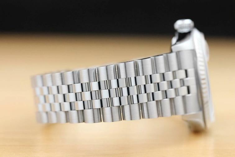 MENS ROLEX DATEJUST 16234 BLUE DIAL 18K WHITE GOLD STAINLESS STEEL WATCH - 7