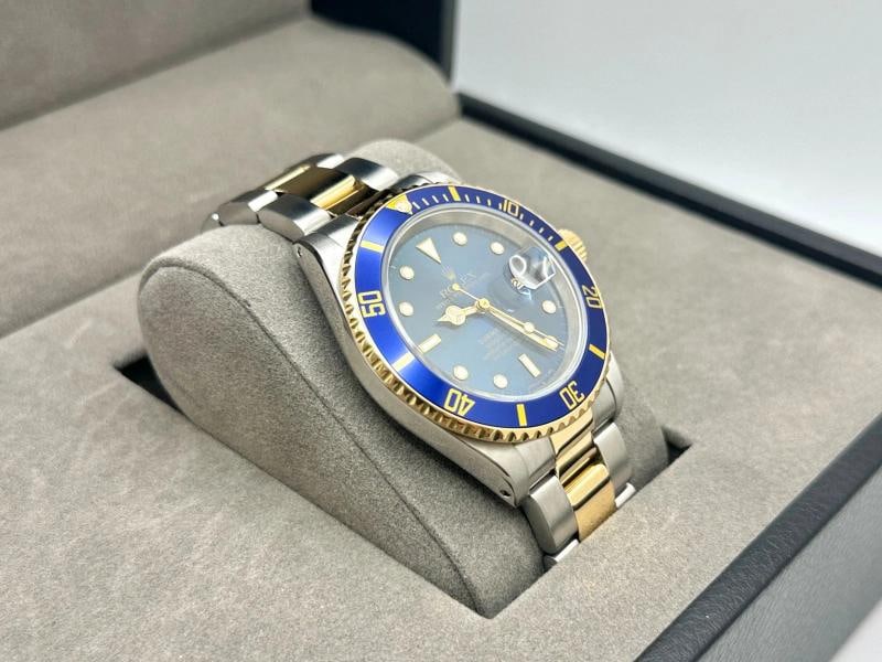 Rolex Submariner Date Blue 16613 40mm Tropical Faded Blue Dial 18k Gold Steel - 5