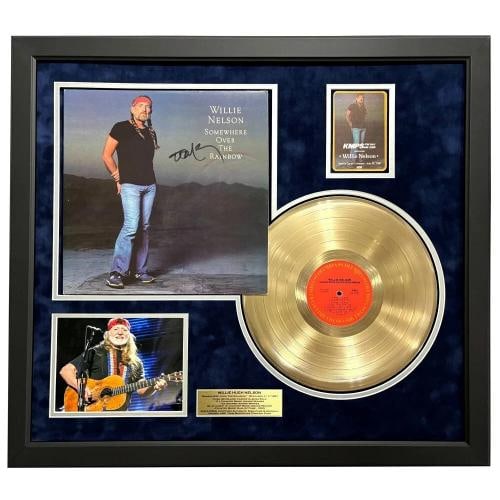 Willie Nelson Autographed Rainbow Vinyl Gold Record & Backstage Pass Framed BAS (1 of 2)