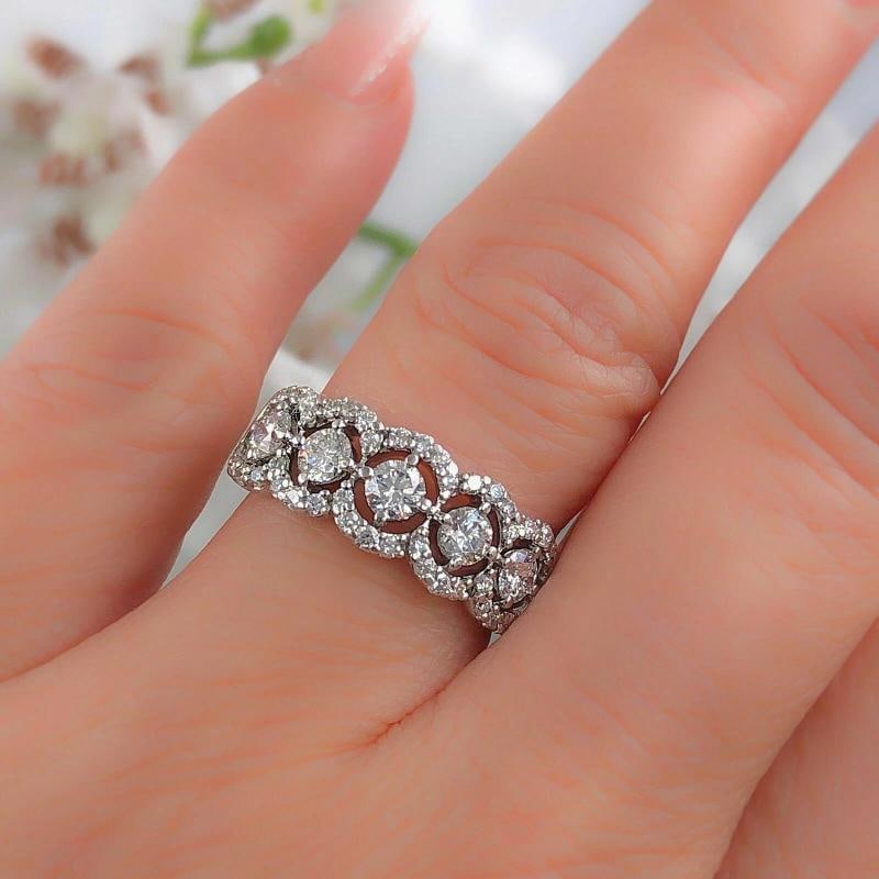 Diamond Wedding Band Ring Halo Design 14k White Gold: Condition: New without packaging,Main Stone Creation: Natural,Color: White,Main Stone Color: White,Metal: White Gold,Total Carat Weight: 1.00 - 1.24,Modified Item: No,Main Stone: Diamond,Ring Size: