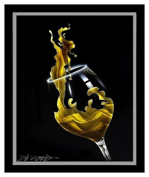 Chris DeRubeis Original Acrylic Painting On Metal Signed White Reach Wine Art: Condition: Used,Artist: Chris DeRubeis,Signed: Yes,Title: Original White Wine Pour,Material: Acrylic, metal,Certificate of Authenticity (COA): Yes,Item Length: 18 in,Framing: Framed,Subject: