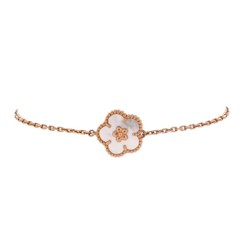 Van Cleef & Arpels Lucky Spring Plum Blossom Bracelet 18K Rose Gold and Mother: Condition: Pre-owned - Good,Brand: Van Cleef & Arpels,Main Stone: Unknown,Metal: 18K Rose Gold,Metal Purity: 18K,Style: Bracelet,Type: Bracelet,Color: Rose Gold,Material: 18K Rose Gold, Mother Of Pear