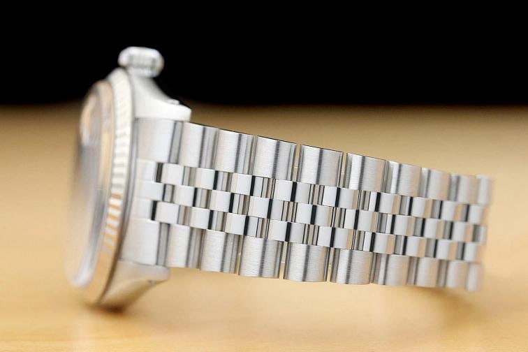 MENS ROLEX DATEJUST 16014 BLACK ROMAN 18K WHITE GOLD SS WATCH w/ JUBILEE BAND - 5