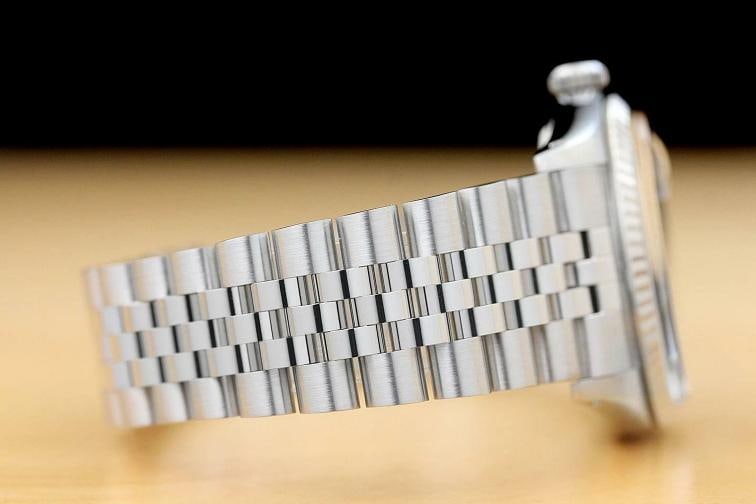 MENS ROLEX DATEJUST 16014 BLACK ROMAN 18K WHITE GOLD SS WATCH w/ JUBILEE BAND - 7