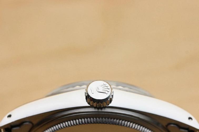 MENS ROLEX DATEJUST 16014 BLACK ROMAN 18K WHITE GOLD SS WATCH w/ JUBILEE BAND - 8