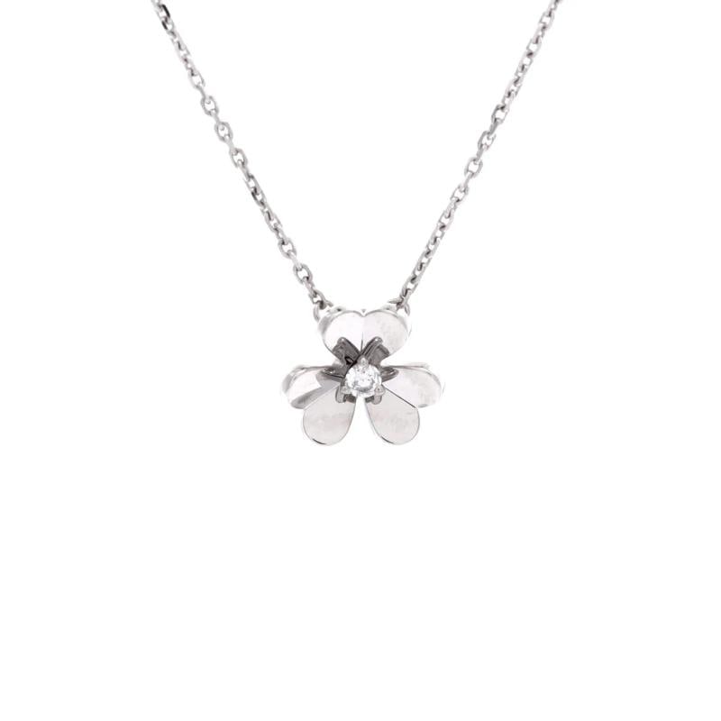 Van Cleef & Arpels Frivole Pendant Necklace 18K White Gold and Diamond Mini (1 of 4)