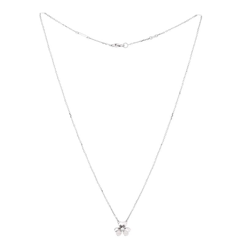Van Cleef & Arpels Frivole Pendant Necklace 18K White Gold and Diamond Mini - 3