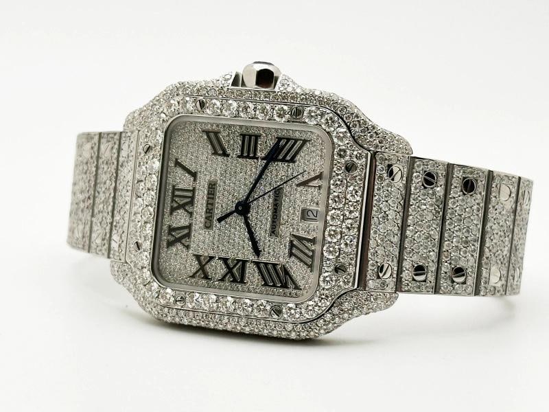 Cartier Santos Ref 4072 WSSA0018 Diamond Dial Diamond Band Case Steel Box Paper - 5