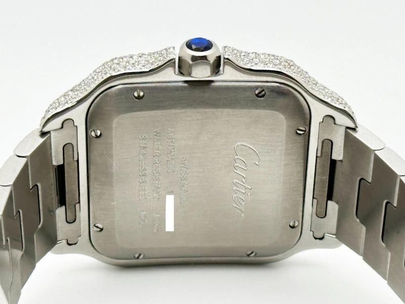 Cartier Santos Ref 4072 WSSA0018 Diamond Dial Diamond Band Case Steel Box Paper - 8