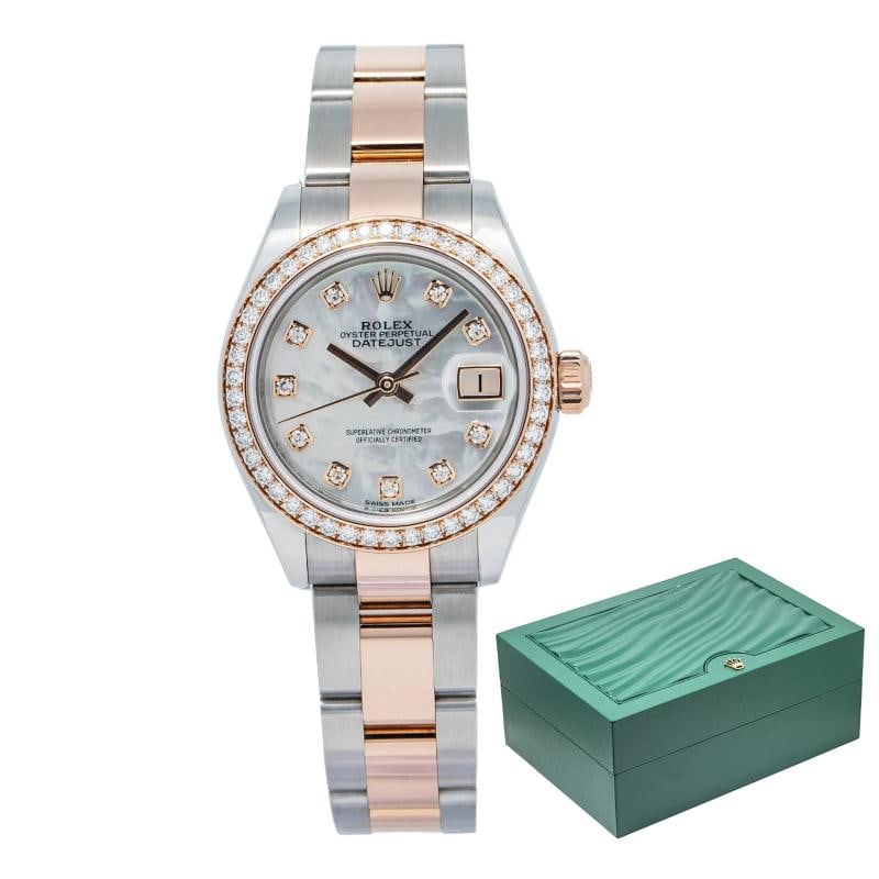 Rolex Datejust 279381RBR Oyster 2019 Complete 18K Rose MOP Diamond Dial 28mm Box/papers: Condition: Pre-owned - Good: This item has been gently used but is in good condition. It might have a few signs of wear, like light scratches or tarnishing. Brand: Rolex,Type: Wristwatches,REFERENCE: 