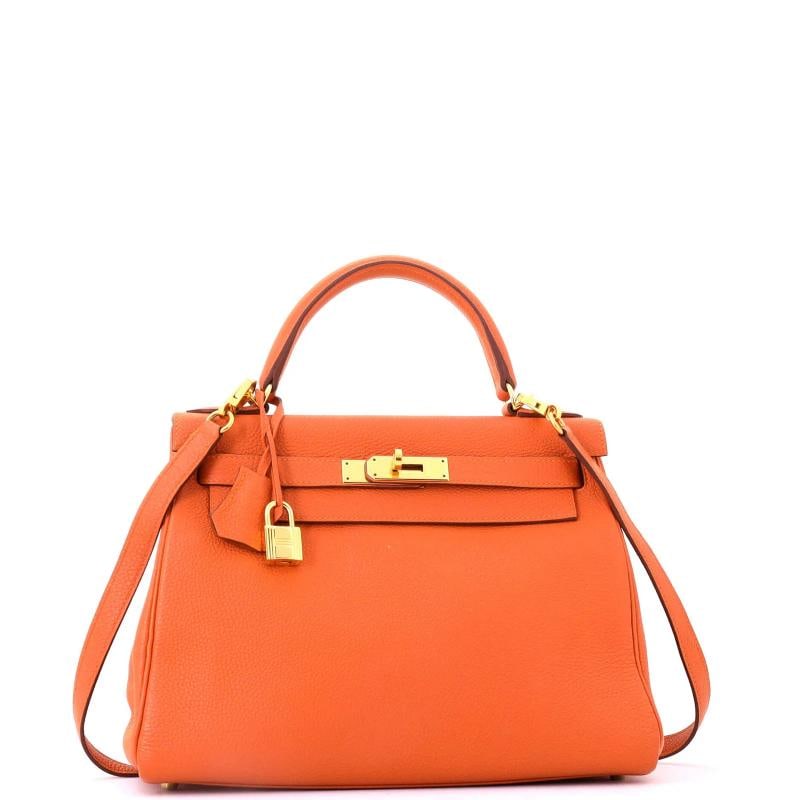 Hermes Kelly Handbag Orange Togo with Gold Hardware 28 - 2