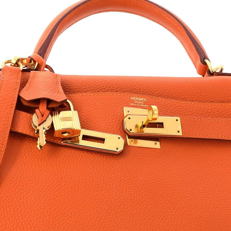 Hermes Kelly Handbag Orange Togo with Gold Hardware 28 - 6