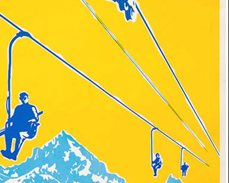 1947 Italian Ski Travel Poster: Crissolo - Alta Valle Po, Fabiano Lithograph - 4